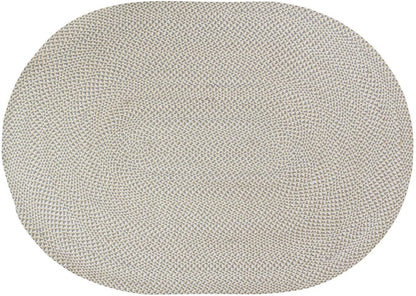 Tri-Color Cotton Farmhouse Braided Rug - Buffalo Check Yellow,White,Gray 2' X 3' Oval