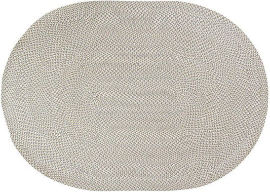 Tri-Color Cotton Farmhouse Braided Rug - Buffalo Check Yellow,White,Gray 2' X 3' Oval