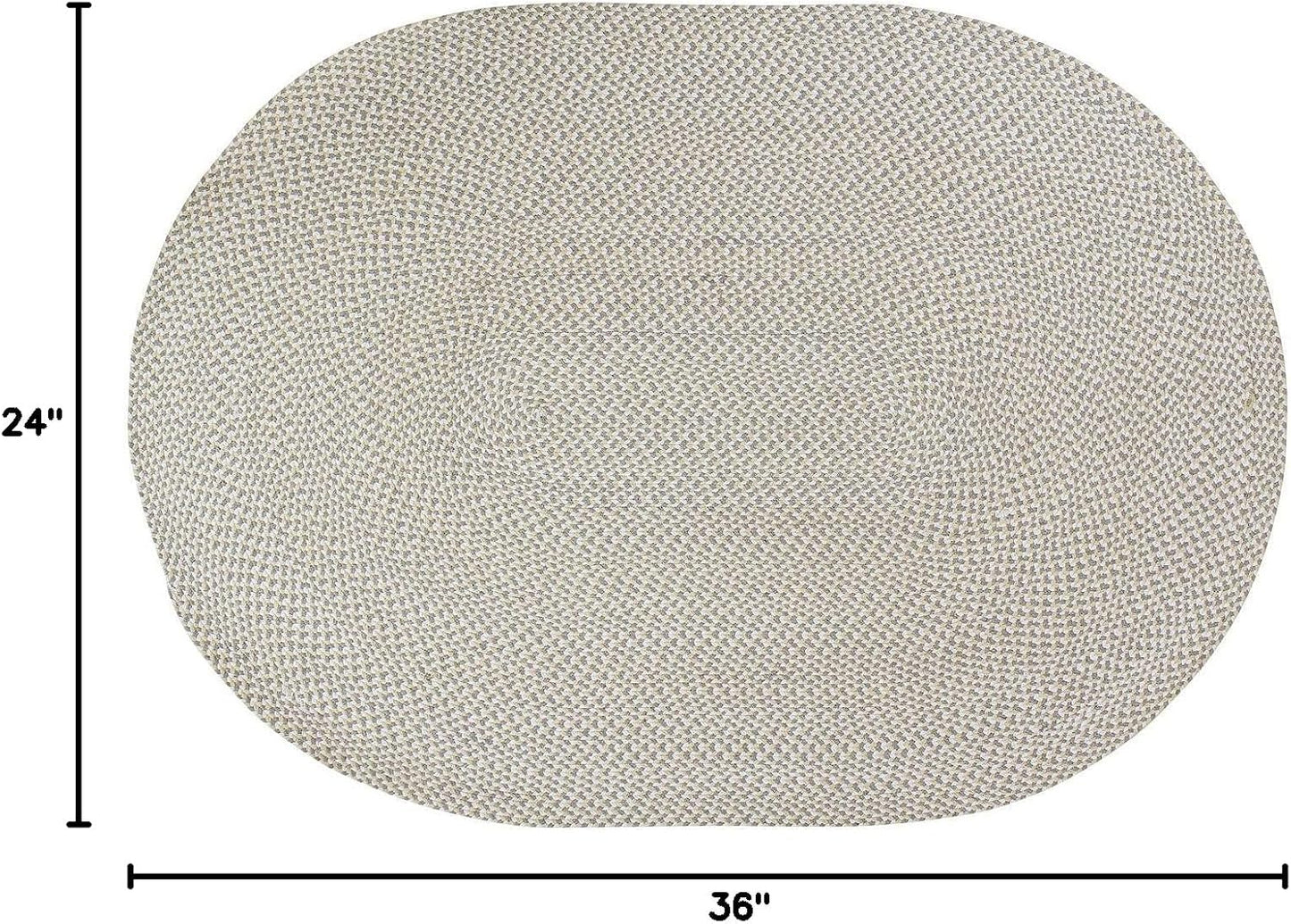 Tri-Color Cotton Farmhouse Braided Rug - Buffalo Check Yellow,White,Gray 2' X 3' Oval