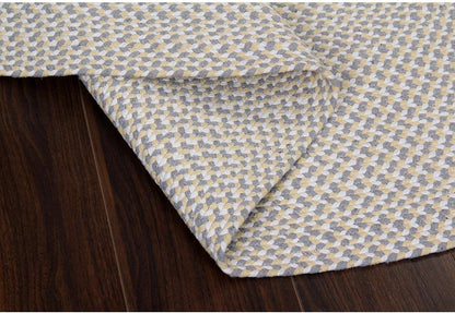 Tri-Color Cotton Farmhouse Braided Rug - Buffalo Check Yellow,White,Gray 2' X 3' Oval