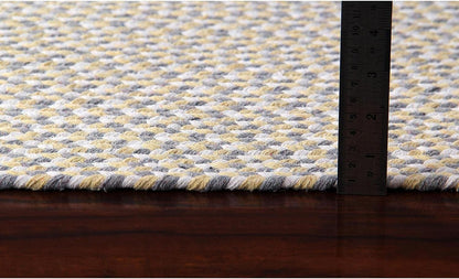 Tri-Color Cotton Farmhouse Braided Rug - Buffalo Check Yellow,White,Gray 2' X 3' Oval