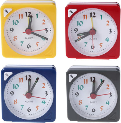 Yellow Plastic Timekeeping Travel Alarm Clock with Lightweight Design and Alarm Function, Square Portable Desk Clock for Bedside and Travel Use