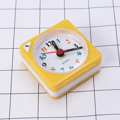 Yellow Plastic Timekeeping Travel Alarm Clock with Lightweight Design and Alarm Function, Square Portable Desk Clock for Bedside and Travel Use