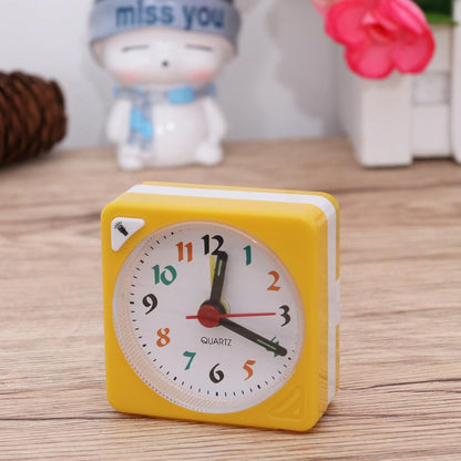 Yellow Plastic Timekeeping Travel Alarm Clock with Lightweight Design and Alarm Function, Square Portable Desk Clock for Bedside and Travel Use