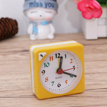 Yellow Plastic Timekeeping Travel Alarm Clock with Lightweight Design and Alarm Function, Square Portable Desk Clock for Bedside and Travel Use