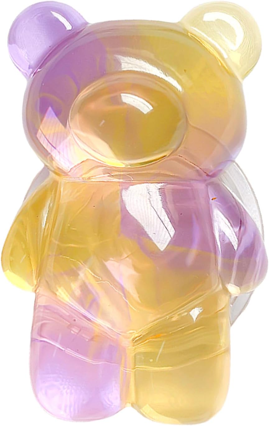 3D Gummy Bear Phone Grip – Cute Dual-Color Expandable & Collapsible Smartphone Grip for Secure One-Handed Use, Cell Phone Accessory (Yellow Purple)