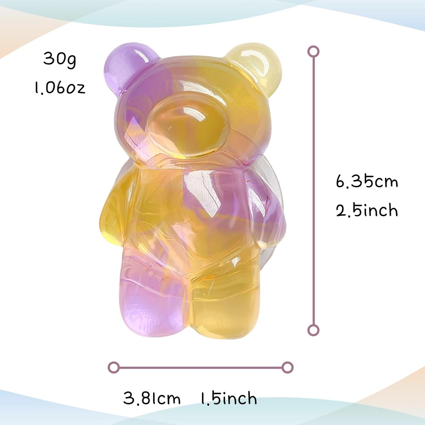 3D Gummy Bear Phone Grip – Cute Dual-Color Expandable & Collapsible Smartphone Grip for Secure One-Handed Use, Cell Phone Accessory (Yellow Purple)