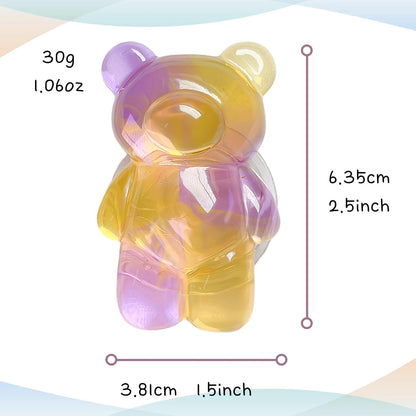 3D Gummy Bear Phone Grip – Cute Dual-Color Expandable & Collapsible Smartphone Grip for Secure One-Handed Use, Cell Phone Accessory (Yellow Purple)