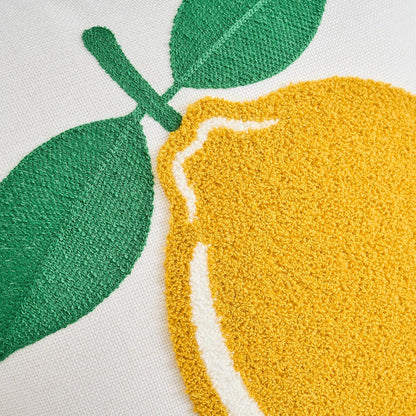 Embroidered Summer Throw Pillow Cover 18x18 Inch Farmhouse Embroidery Yellow Lemon Decorative Pillowcase Seasonal Outdoor Patio Cushion Case for Sofa Couch Home Decor