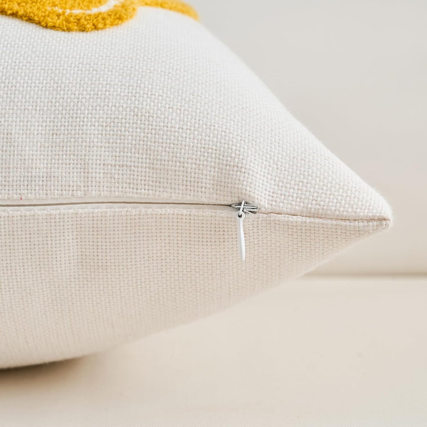 Embroidered Summer Throw Pillow Cover 18x18 Inch Farmhouse Embroidery Yellow Lemon Decorative Pillowcase Seasonal Outdoor Patio Cushion Case for Sofa Couch Home Decor