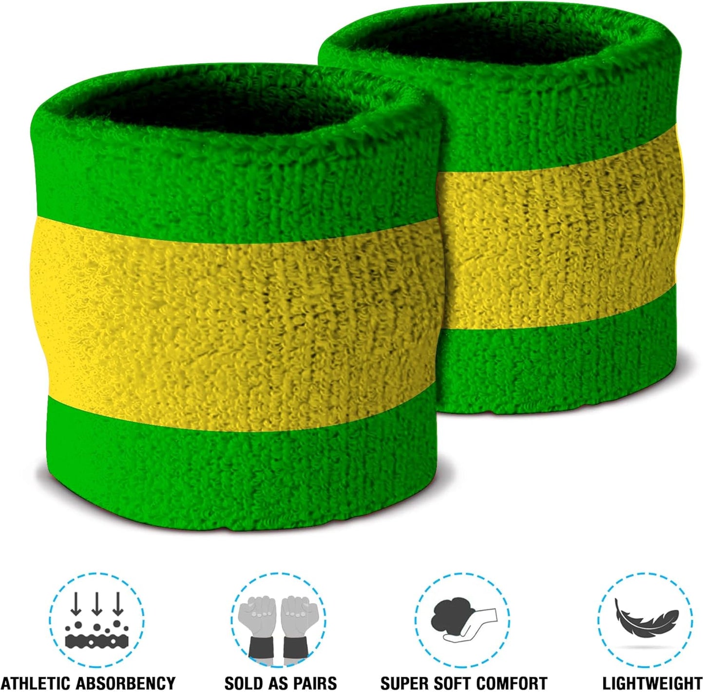 Striped Sweatband Set, Moisture Wicking 2 Wristbands and 1 Headband, Breathable Athletic Sweat Bands for Sports, Costumes & Cosplay, Matching Bands to Wear with Jersey