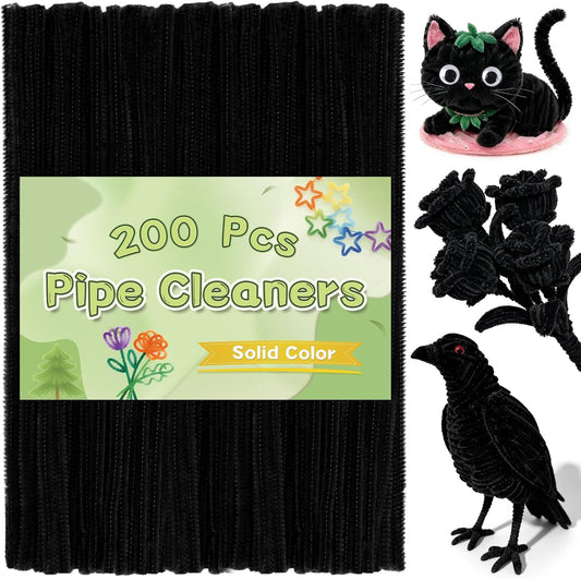 Pipe Cleaners, 200 Pcs Solid Color Chenille Stems Craft Set | Yellow Pipe Cleaners for Crafts, Cleaners Supplies for Flower Making, Chenille Stems Supplies with Eyes for Arts Crafts
