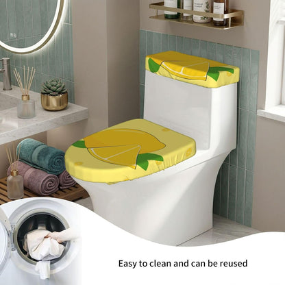 Two-piece toilet seat set, U-shaped and O-shaped universal toilet cover | Cartoon Lemon Printed Toilet Seat Set, Two-Piece Set, U-Shaped And O-Shaped Universal Toilet Cover