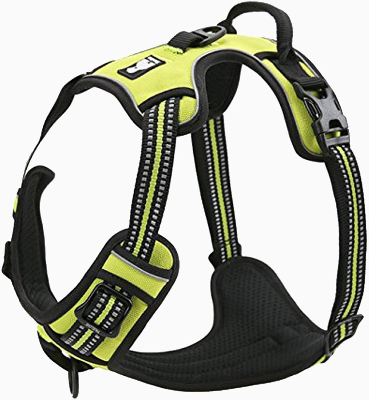 Adjustable No-Pull Dog Harness Reflective Vest, Neon Yellow, XL | Front Clip, No-Choke, Soft Padded, Control Handle, Anti Escape, Dog Car Harness, Walking and Training, Escape Proof, TLH5651