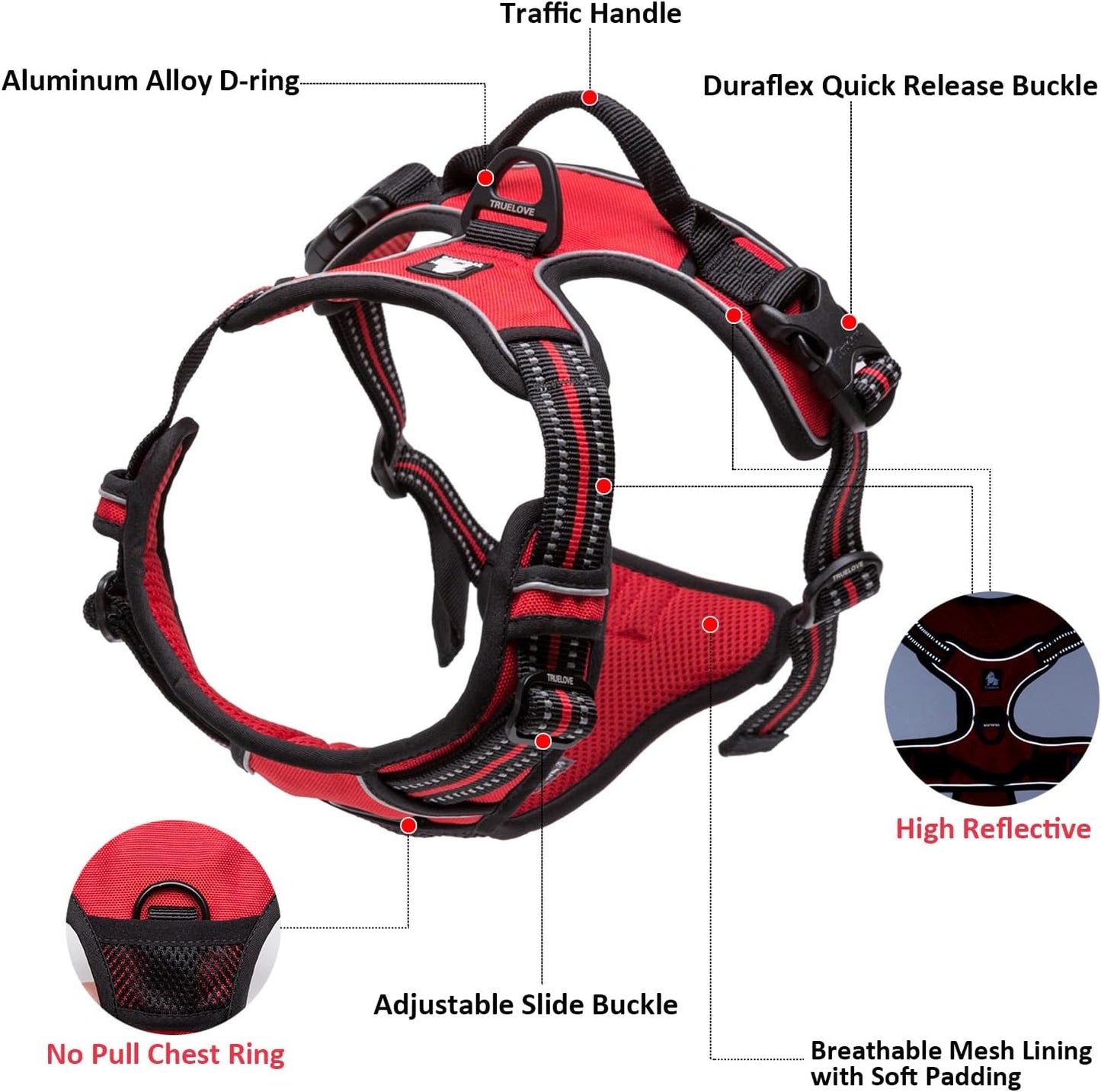 Adjustable No-Pull Dog Harness Reflective Vest, Neon Yellow, XL | Front Clip, No-Choke, Soft Padded, Control Handle, Anti Escape, Dog Car Harness, Walking and Training, Escape Proof, TLH5651
