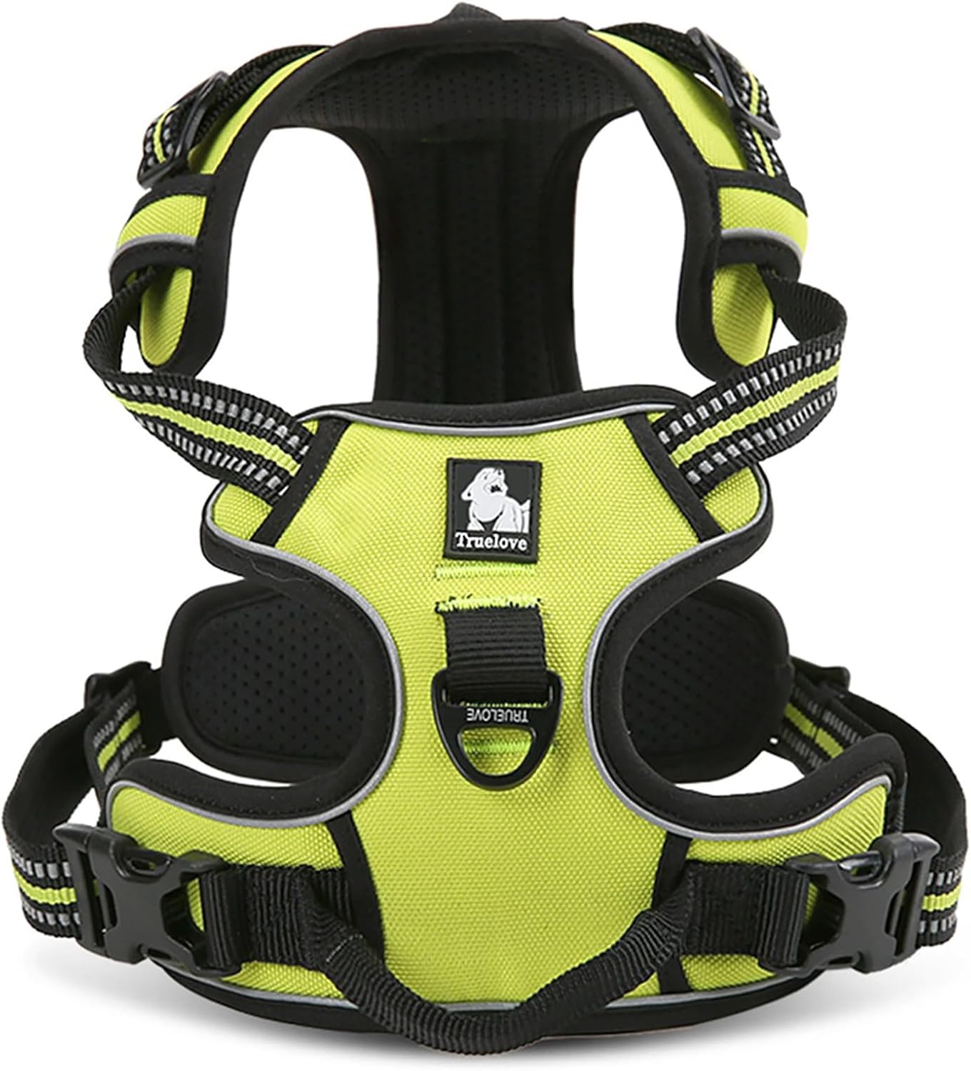 Adjustable No-Pull Dog Harness Reflective Vest, Neon Yellow, XL | Front Clip, No-Choke, Soft Padded, Control Handle, Anti Escape, Dog Car Harness, Walking and Training, Escape Proof, TLH5651