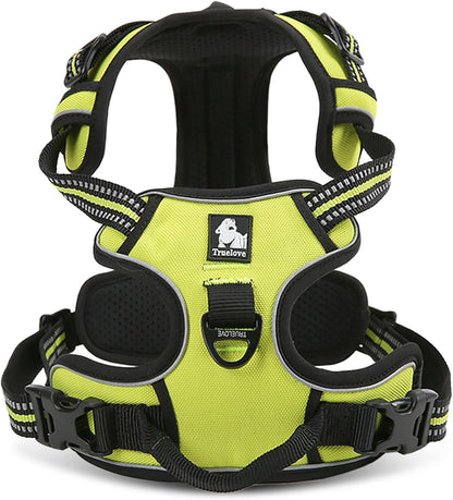 Adjustable No-Pull Dog Harness Reflective Vest, Neon Yellow, XL | Front Clip, No-Choke, Soft Padded, Control Handle, Anti Escape, Dog Car Harness, Walking and Training, Escape Proof, TLH5651