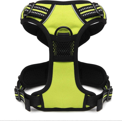 Adjustable No-Pull Dog Harness Reflective Vest, Neon Yellow, XL | Front Clip, No-Choke, Soft Padded, Control Handle, Anti Escape, Dog Car Harness, Walking and Training, Escape Proof, TLH5651