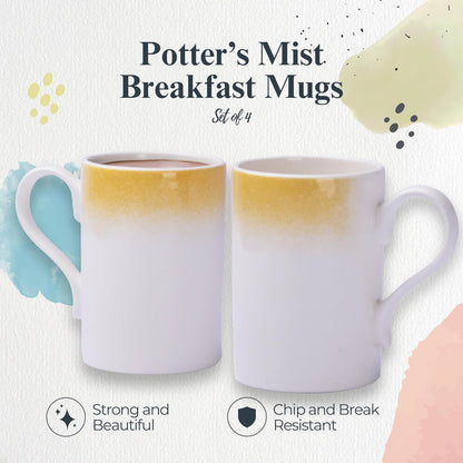 Potter's Mist Breakfast Mug, 9 Oz - Yellow, Set of 4