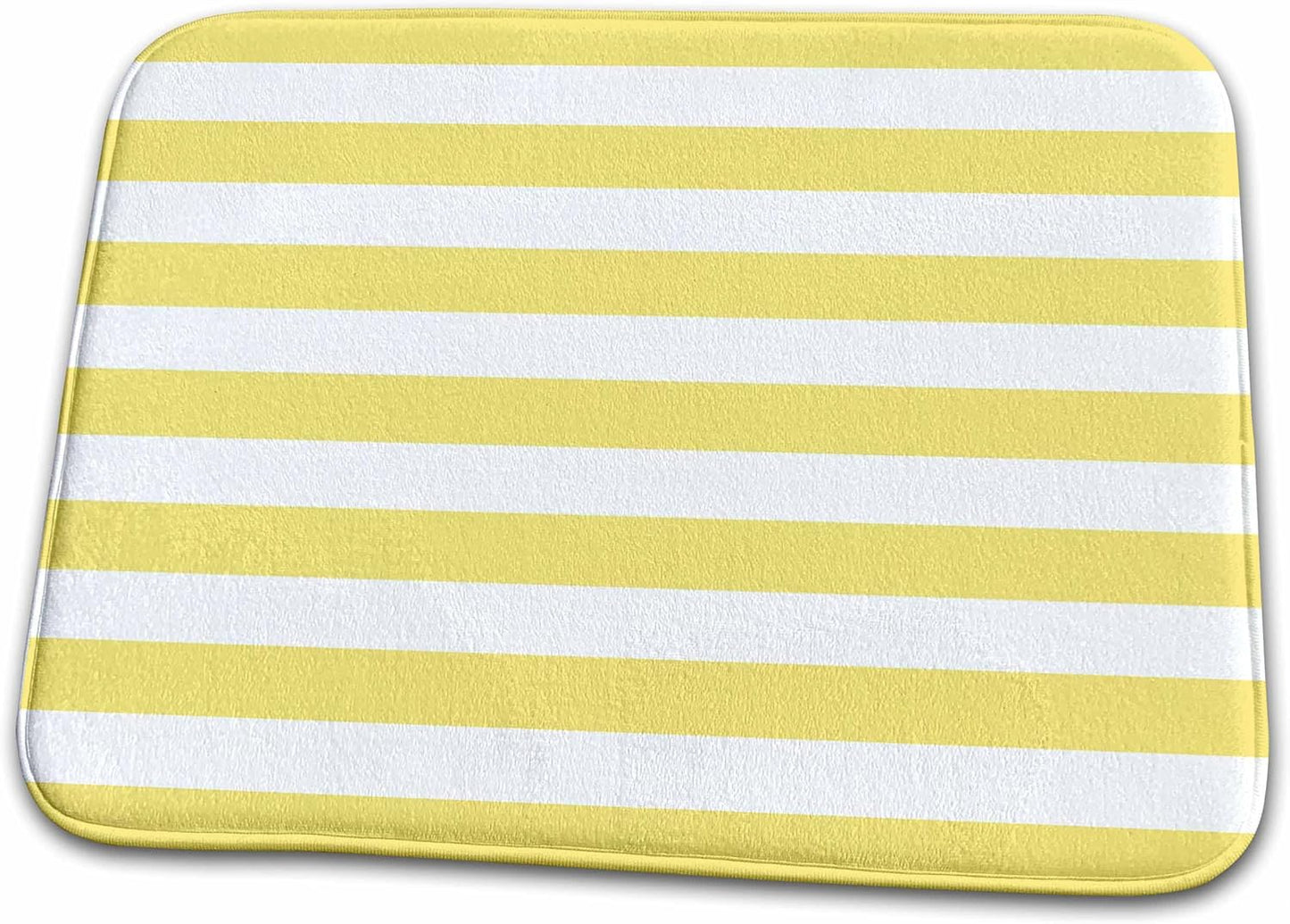 Dish Drying Mat - Mustard Yellow and White Stripes Pattern - Retro classic Stripe Patterns