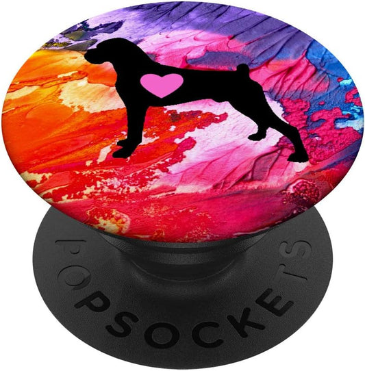 Boxer Gift Pink Purple Dog Heart Love Boxer PopSockets PopGrip: Swappable Grip for Phones & Tablets