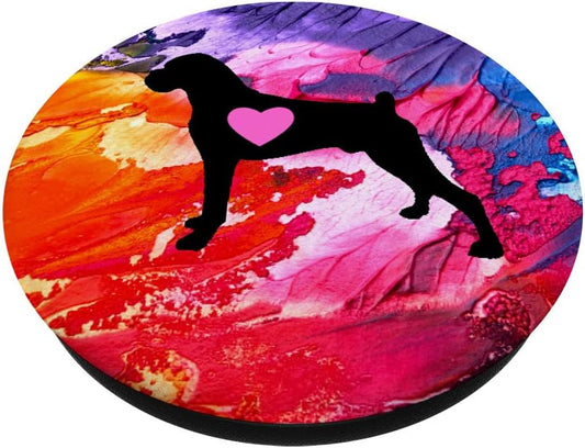 Boxer Gift Pink Purple Dog Heart Love Boxer PopSockets PopGrip: Swappable Grip for Phones & Tablets