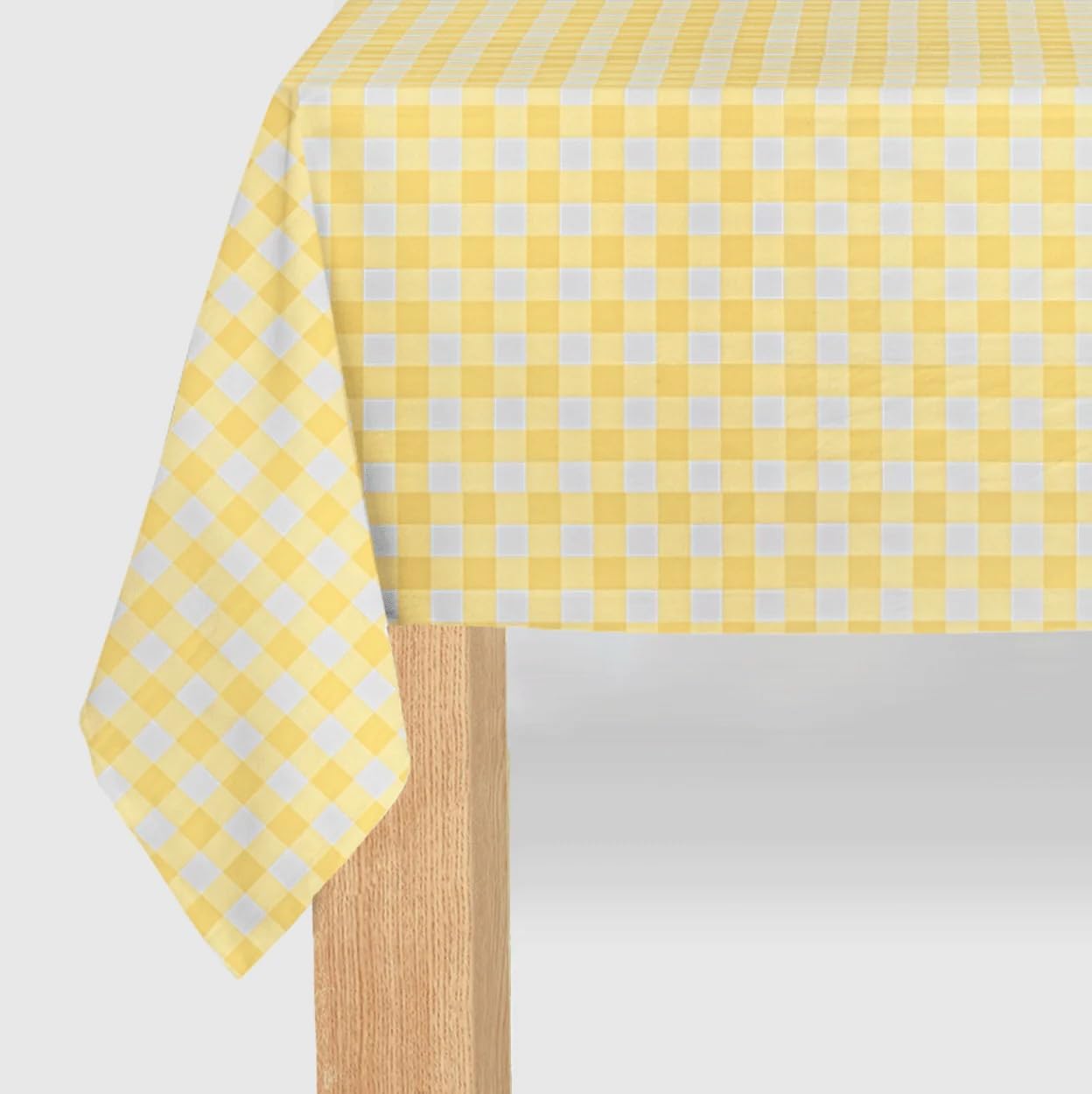 Yellow Gingham Paper Tablecloth | Rectangle Tablecloth/Table Cover for Bridal and Baby Shower, Tea Party, Garden Party, Birthday | 8.5' by 4.5' Table Cloth Rectangle