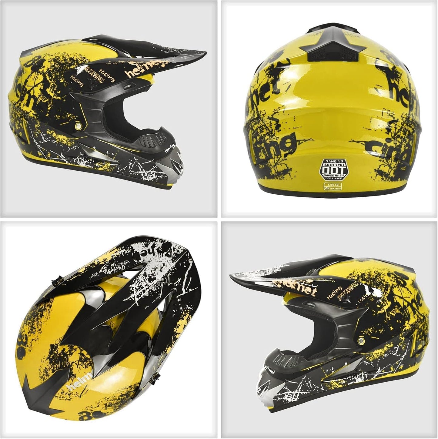 Dirt Bike Helmets Kids Motorcycle Helmet Youth ATV Motocross Full Face Men Women Off-Road Mountain Bike Helmet Adult with(Gloves Goggles Mask) DOT Approved 4Pcs Set