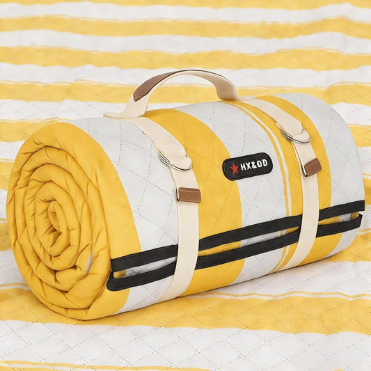 Extra Large Picnic Outdoor Blanket, 80”x60” Waterproof Picnic Mat Foldable Camping Blanket Portable with Carry Strap for Beach Mat Outdoor Camping Party(Yellow)