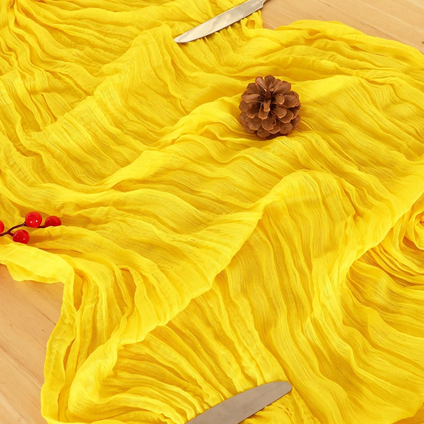 Yellow Cheesecloth Table Runner 120 Inch 10FT Cheese Cloth Fabric Runners 1 Pack for Spring Home Decor, Baby Shower, Birthday, Wedding Decoration