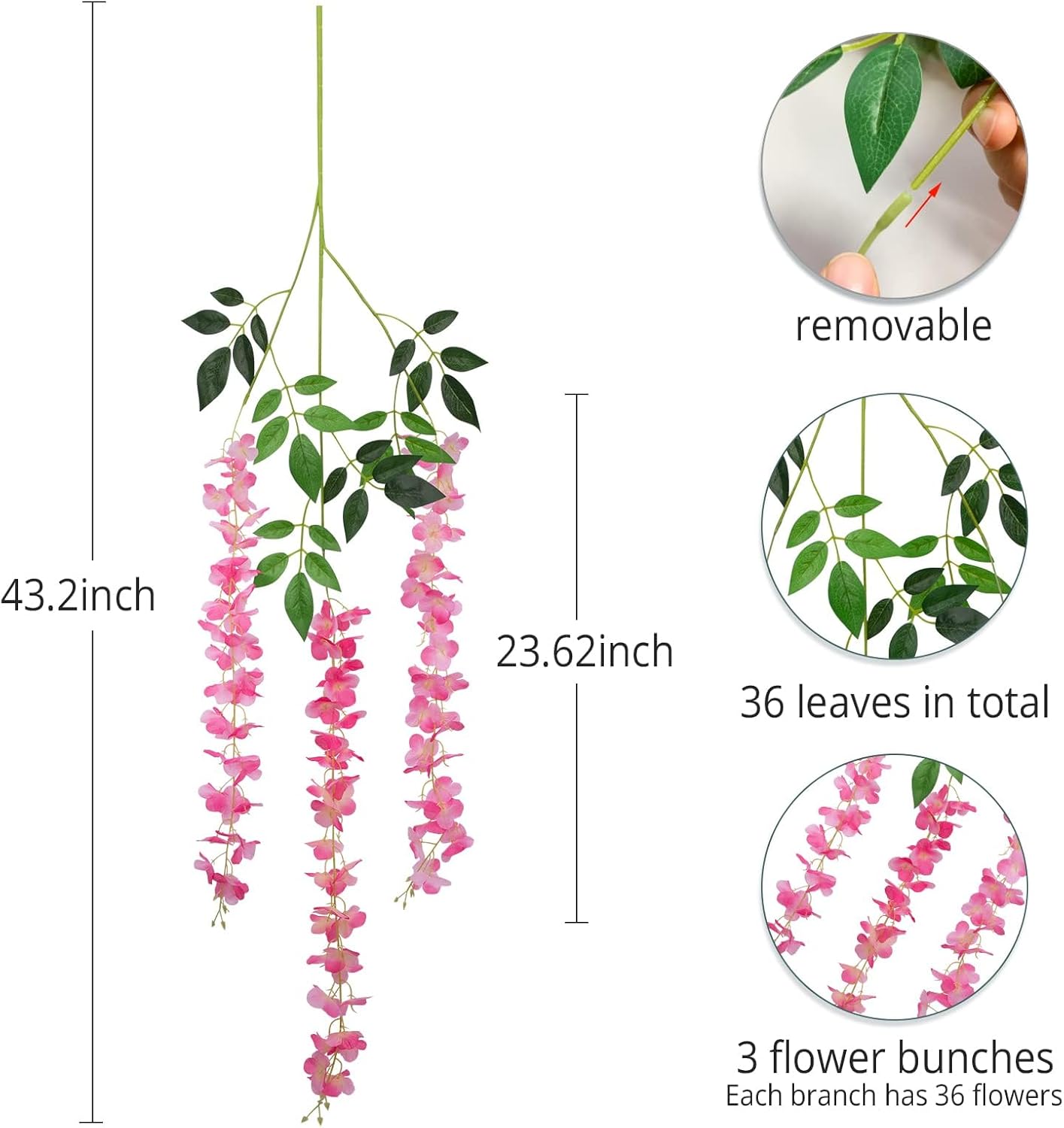 Wisteria Hanging Flowers 12 Pack Wisteria Artificial Flowers Fake Silk Flowers String Vine Ratta Hanging Garland for Home Garden Party Wedding Backdrop Arch Decor (Yellow)