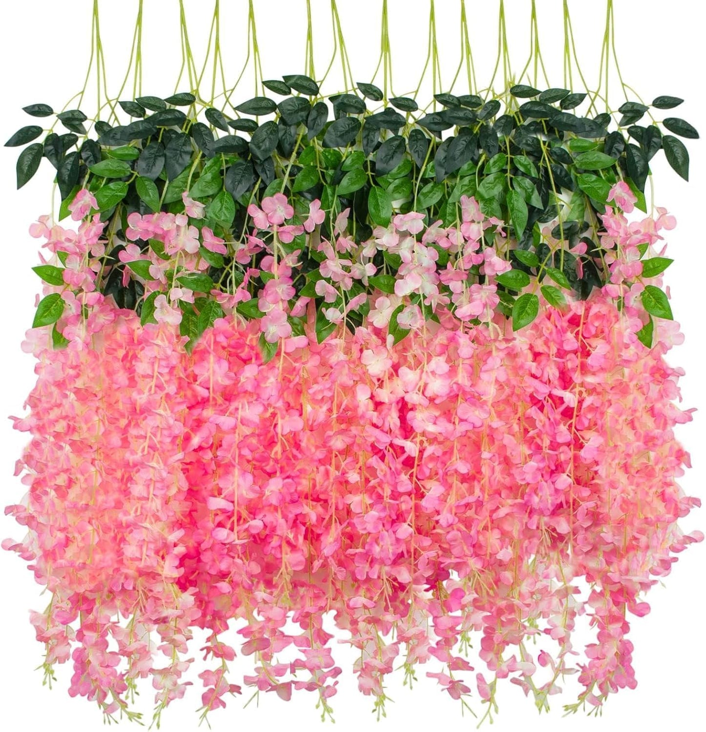 Wisteria Hanging Flowers 12 Pack Wisteria Artificial Flowers Fake Silk Flowers String Vine Ratta Hanging Garland for Home Garden Party Wedding Backdrop Arch Decor (Yellow)