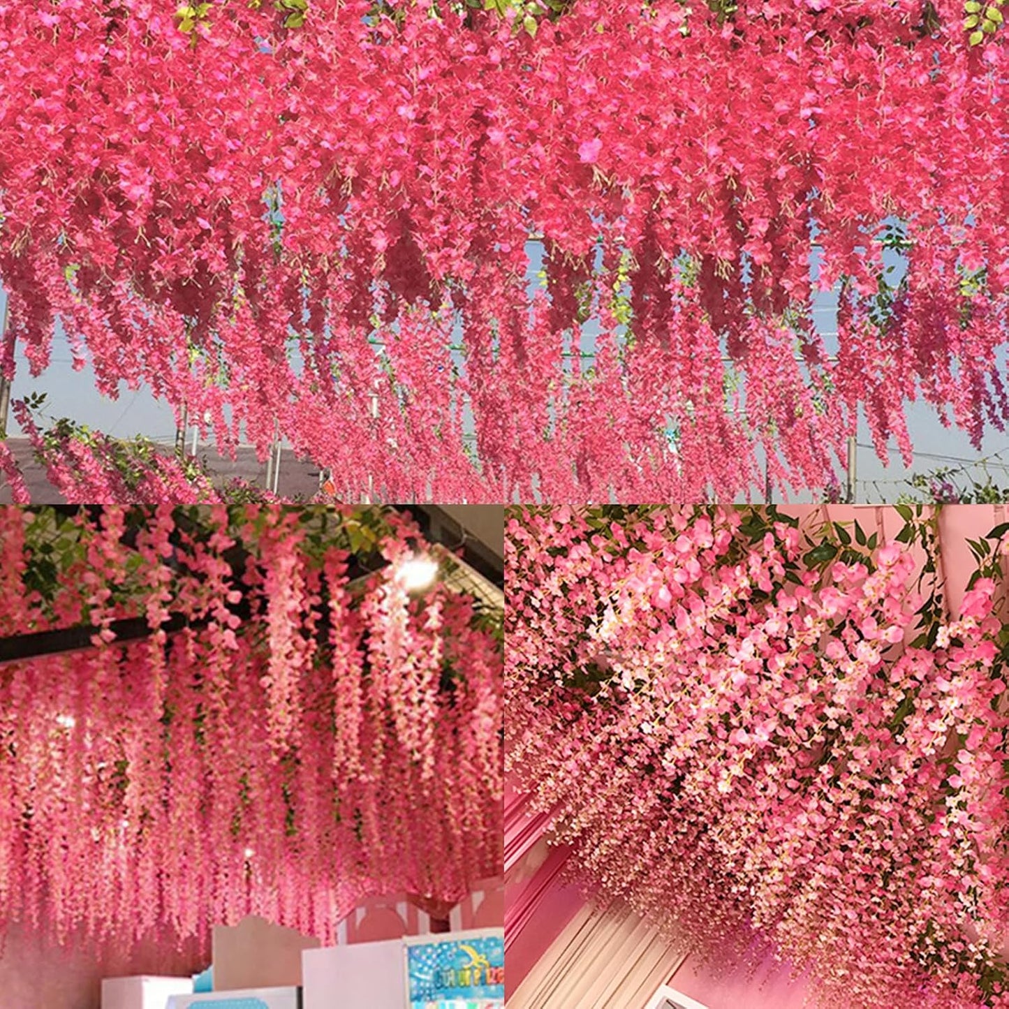 Wisteria Hanging Flowers 12 Pack Wisteria Artificial Flowers Fake Silk Flowers String Vine Ratta Hanging Garland for Home Garden Party Wedding Backdrop Arch Decor (Yellow)