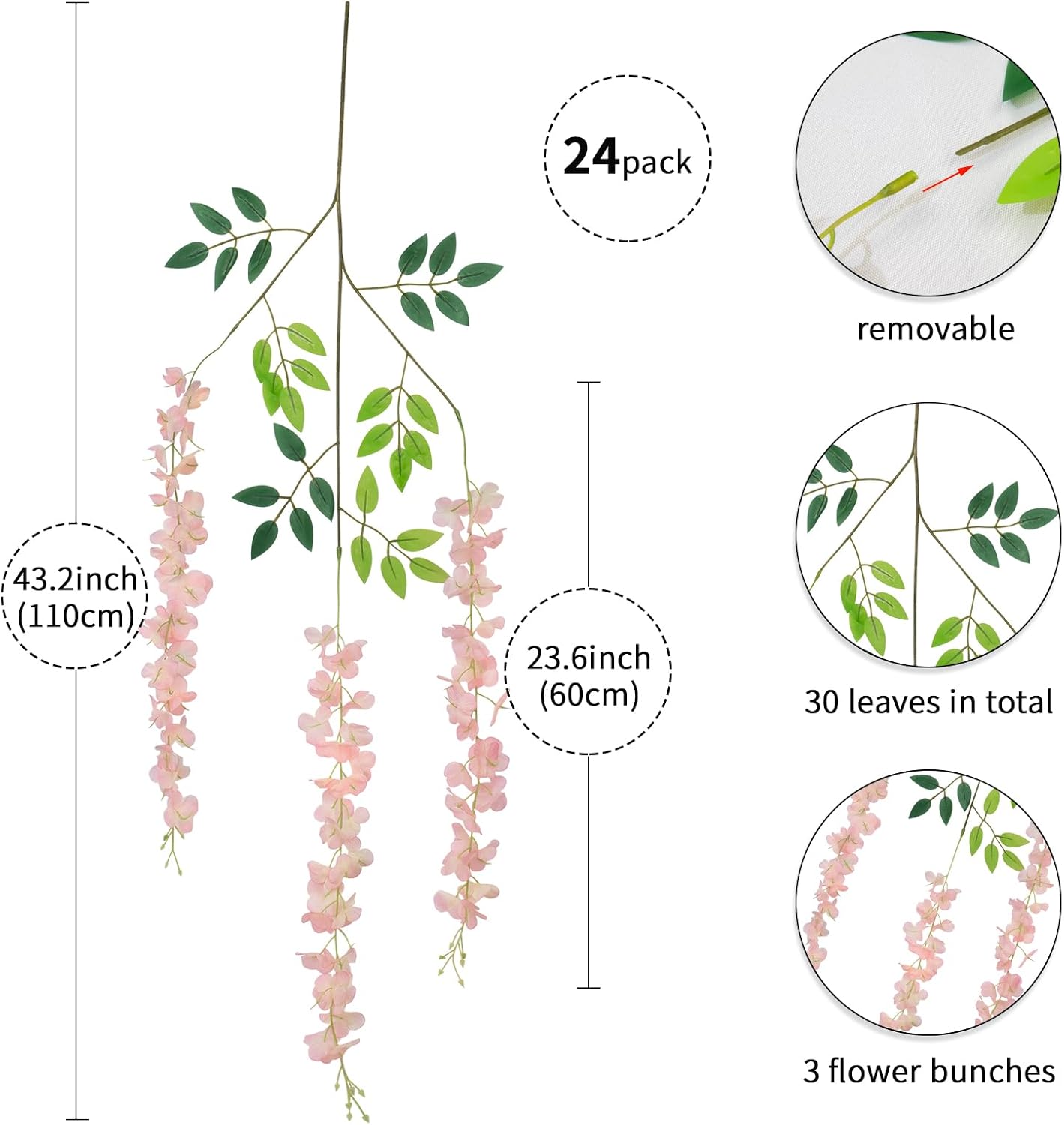 Wisteria Hanging Flowers 12 Pack Wisteria Artificial Flowers Fake Silk Flowers String Vine Ratta Hanging Garland for Home Garden Party Wedding Backdrop Arch Decor (Yellow)