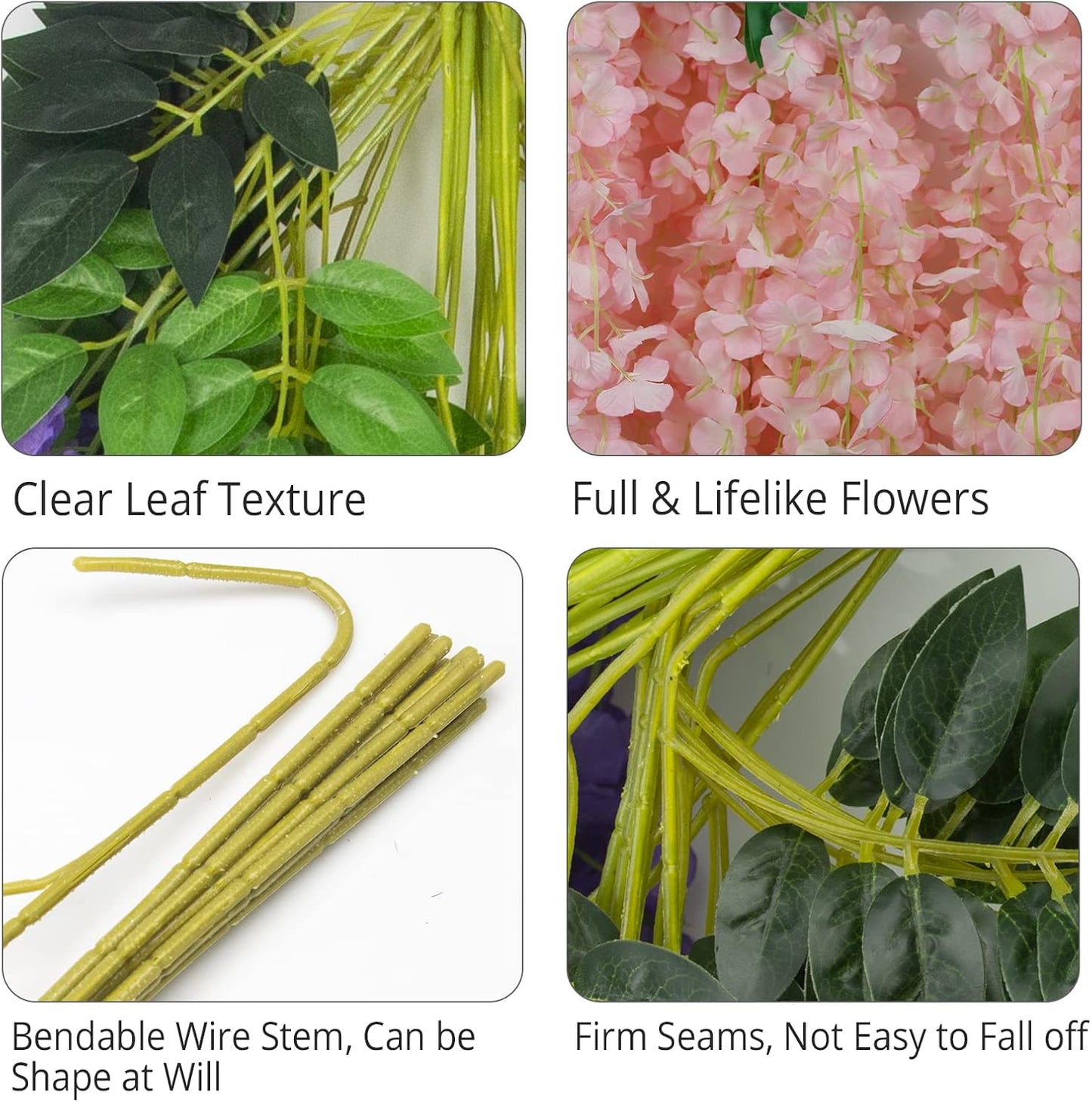 Wisteria Hanging Flowers 12 Pack Wisteria Artificial Flowers Fake Silk Flowers String Vine Ratta Hanging Garland for Home Garden Party Wedding Backdrop Arch Decor (Yellow)