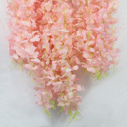 Wisteria Hanging Flowers 12 Pack Wisteria Artificial Flowers Fake Silk Flowers String Vine Ratta Hanging Garland for Home Garden Party Wedding Backdrop Arch Decor (Yellow)