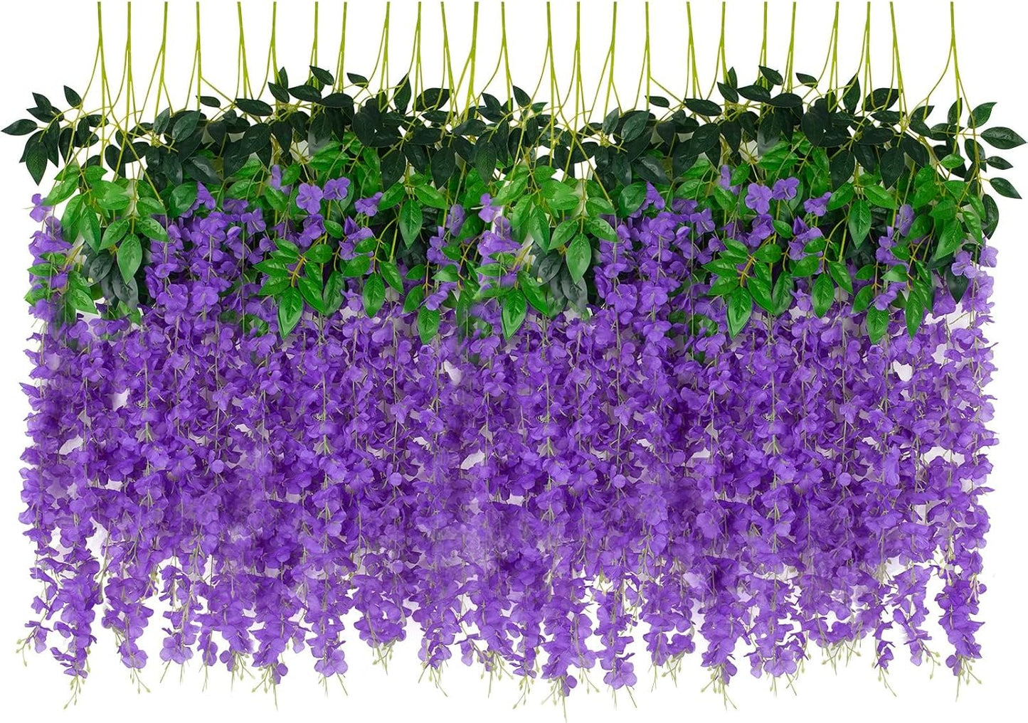 Wisteria Hanging Flowers 12 Pack Wisteria Artificial Flowers Fake Silk Flowers String Vine Ratta Hanging Garland for Home Garden Party Wedding Backdrop Arch Decor (Yellow)