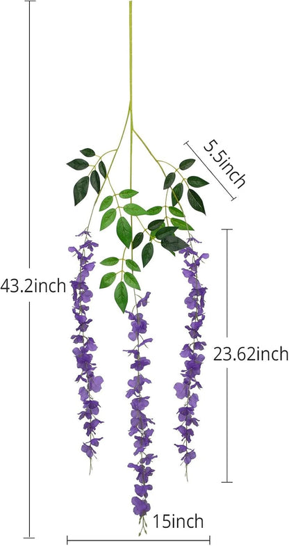 Wisteria Hanging Flowers 12 Pack Wisteria Artificial Flowers Fake Silk Flowers String Vine Ratta Hanging Garland for Home Garden Party Wedding Backdrop Arch Decor (Yellow)