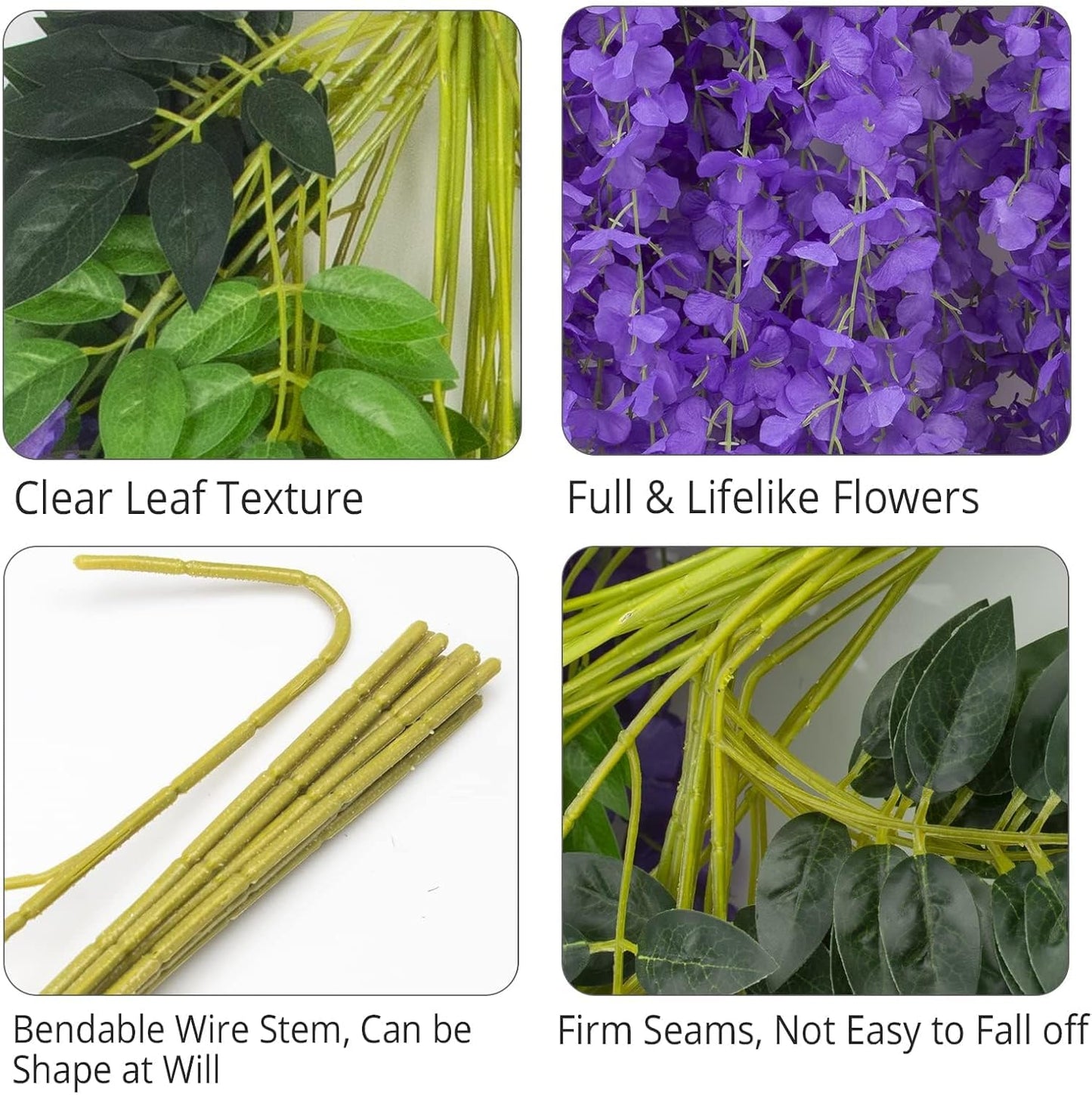 Wisteria Hanging Flowers 12 Pack Wisteria Artificial Flowers Fake Silk Flowers String Vine Ratta Hanging Garland for Home Garden Party Wedding Backdrop Arch Decor (Yellow)