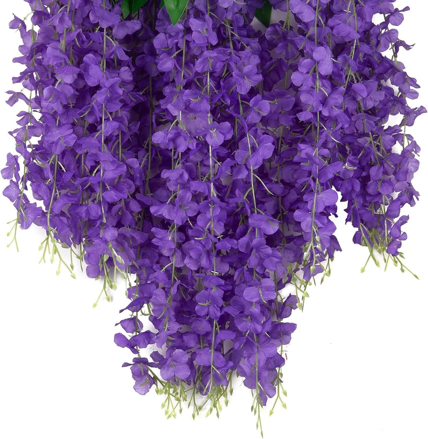 Wisteria Hanging Flowers 12 Pack Wisteria Artificial Flowers Fake Silk Flowers String Vine Ratta Hanging Garland for Home Garden Party Wedding Backdrop Arch Decor (Yellow)