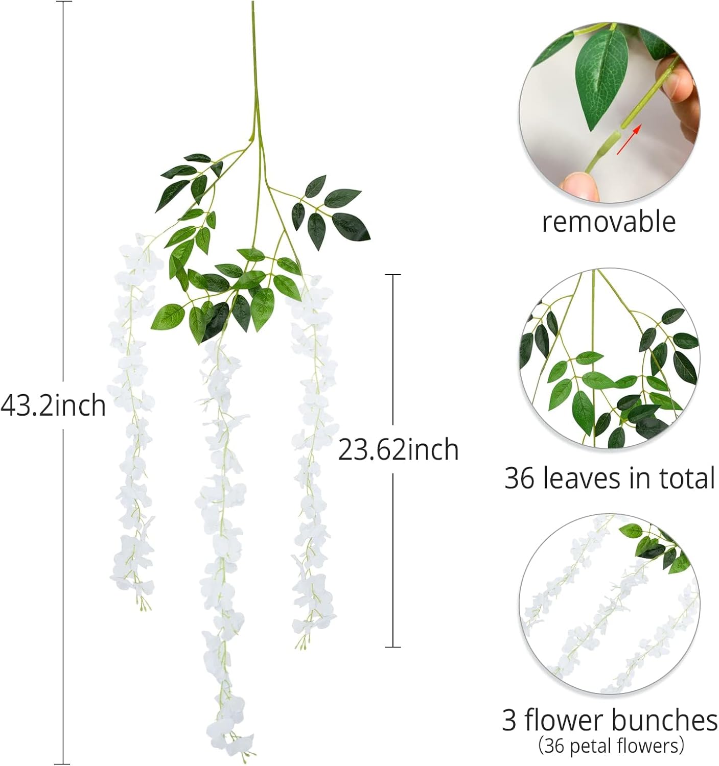 Wisteria Hanging Flowers 12 Pack Wisteria Artificial Flowers Fake Silk Flowers String Vine Ratta Hanging Garland for Home Garden Party Wedding Backdrop Arch Decor (Yellow)