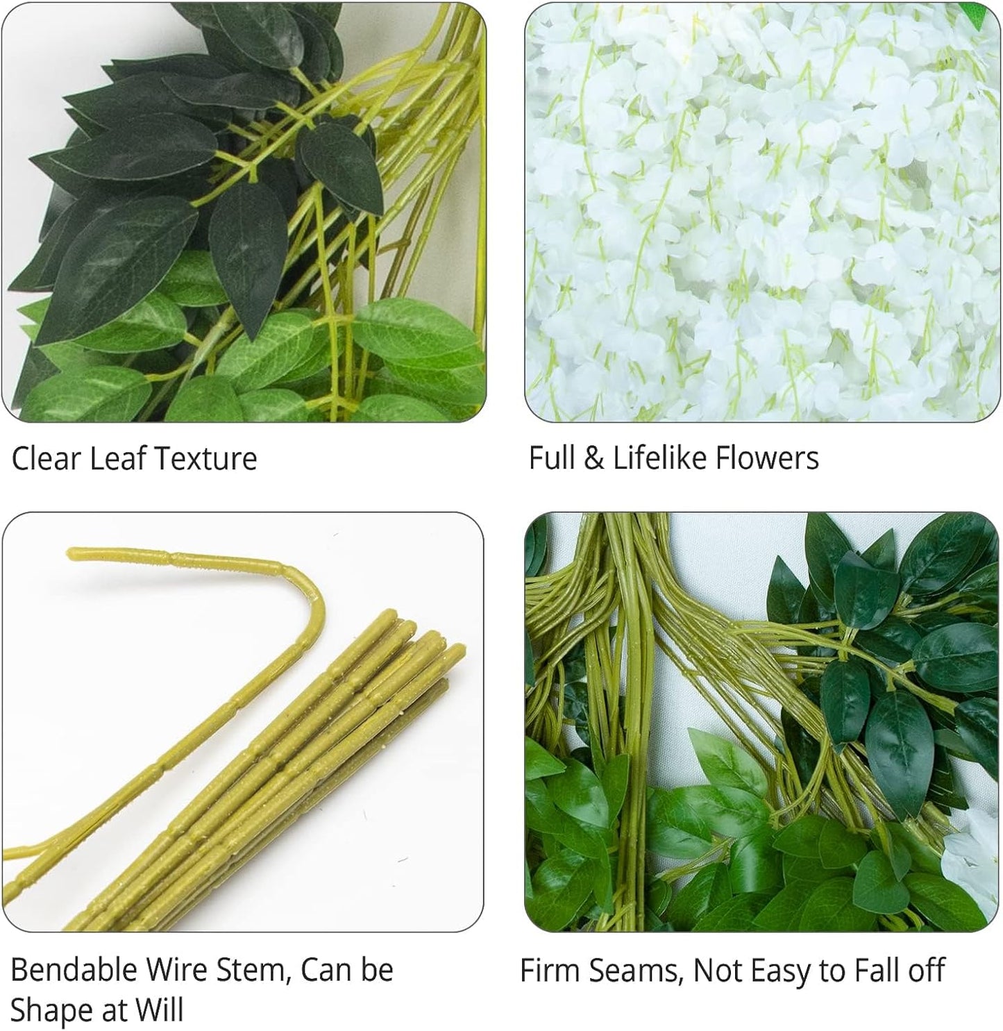 Wisteria Hanging Flowers 12 Pack Wisteria Artificial Flowers Fake Silk Flowers String Vine Ratta Hanging Garland for Home Garden Party Wedding Backdrop Arch Decor (Yellow)