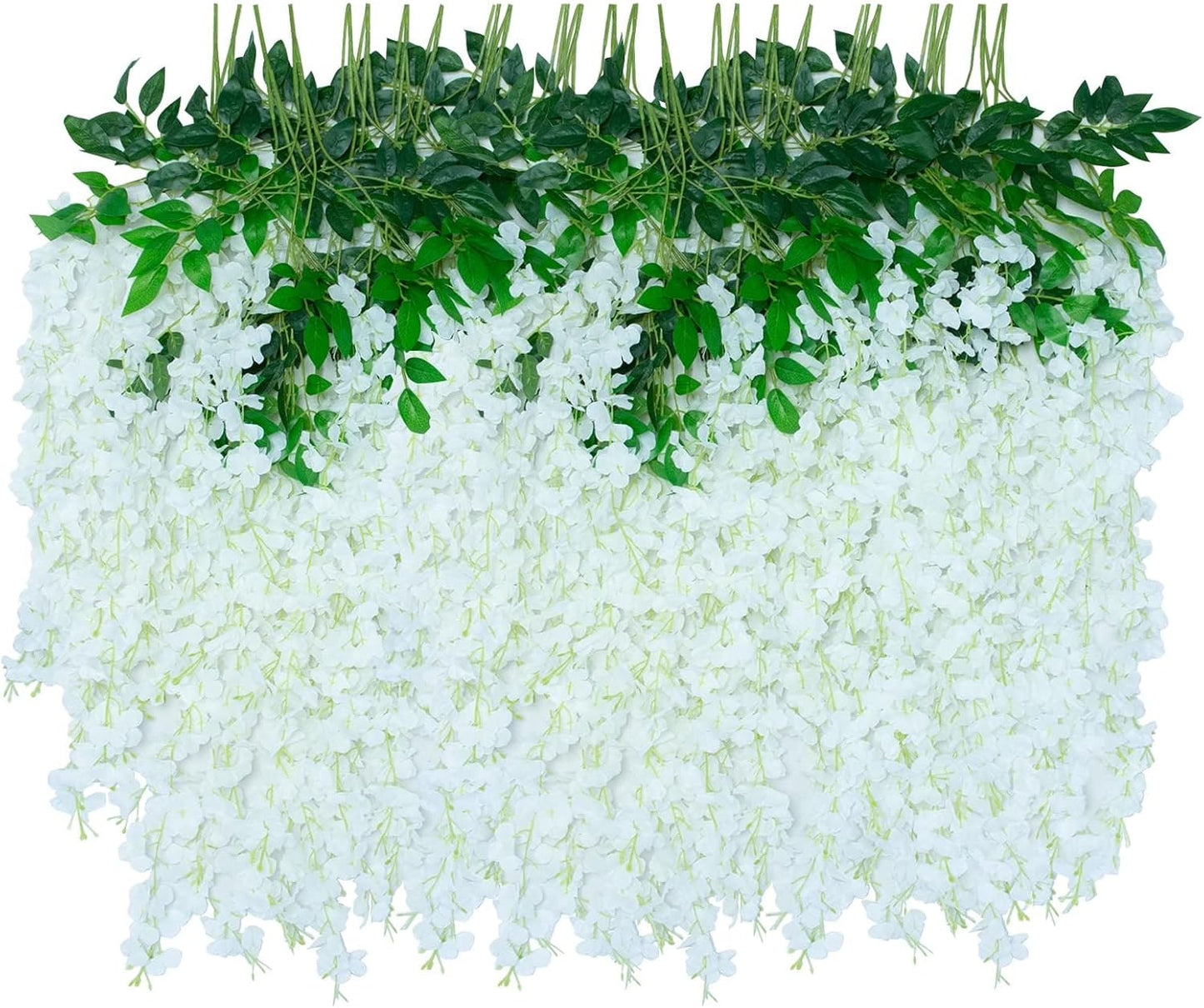 Wisteria Hanging Flowers 12 Pack Wisteria Artificial Flowers Fake Silk Flowers String Vine Ratta Hanging Garland for Home Garden Party Wedding Backdrop Arch Decor (Yellow)