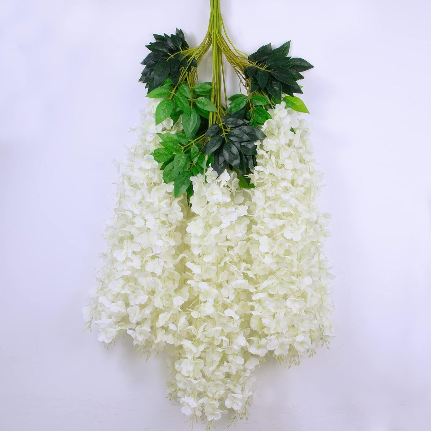 Wisteria Hanging Flowers 12 Pack Wisteria Artificial Flowers Fake Silk Flowers String Vine Ratta Hanging Garland for Home Garden Party Wedding Backdrop Arch Decor (Yellow)