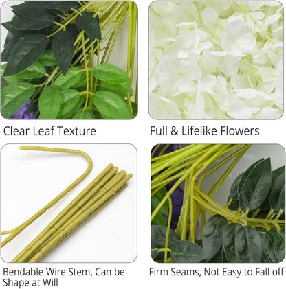 Wisteria Hanging Flowers 12 Pack Wisteria Artificial Flowers Fake Silk Flowers String Vine Ratta Hanging Garland for Home Garden Party Wedding Backdrop Arch Decor (Yellow)