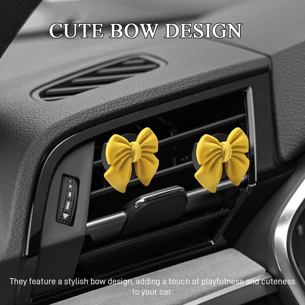 Bow Car Air Vent Clips, Coquette Cute Girly Car Decor Accessories, 6PCS | Airs Conditioning Vents Decorations, Cute Air Freshener Clips, Interior Aesthetic Decorations Charm Stuff for Women Girl