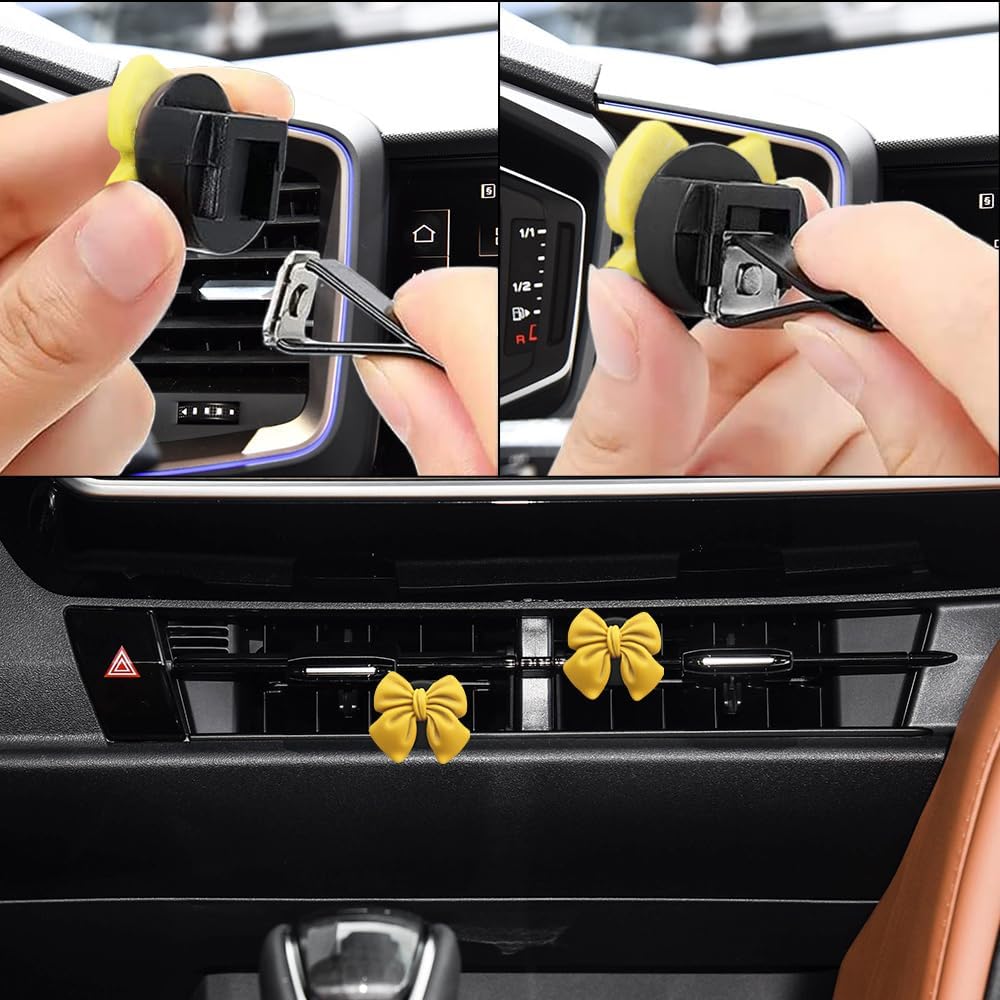 Bow Car Air Vent Clips, Coquette Cute Girly Car Decor Accessories, 6PCS | Airs Conditioning Vents Decorations, Cute Air Freshener Clips, Interior Aesthetic Decorations Charm Stuff for Women Girl