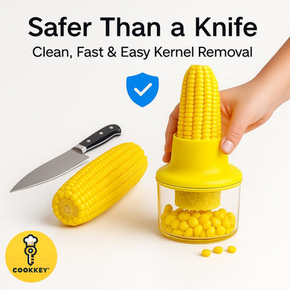 Corn Stripper & Peeler Tool with Built-In Bowl – Safe Non-Slip Handle, Fast Corn Kernel Cutter & Cob Remover, Multi-Purpose Grater for Corn, Ginger & Vegetables (Yellow)