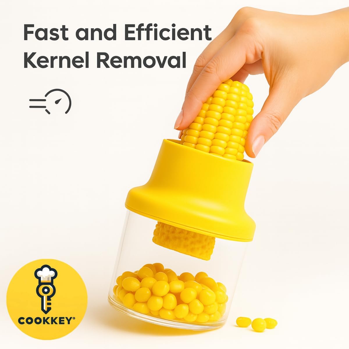 Corn Stripper & Peeler Tool with Built-In Bowl – Safe Non-Slip Handle, Fast Corn Kernel Cutter & Cob Remover, Multi-Purpose Grater for Corn, Ginger & Vegetables (Yellow)