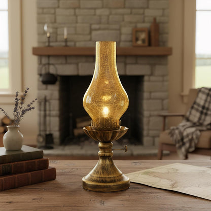 Rustic Lamp,Retro Bedside Lamps with Glass Lampshade,Suitable for Bedrooms, Living Rooms, Bars, Restaurants, Farmhouses, Kitchens,Bulb Included (Brass-Yellow Glass)